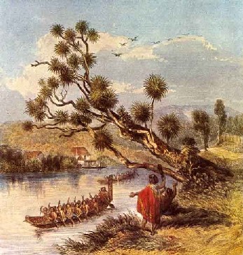 Banks of the Hutt near Mr Molesworth's farm, by Samuel Charles Brees, Pictorial Illustrations of New Zealand, John Williams and Co., London, 1848.