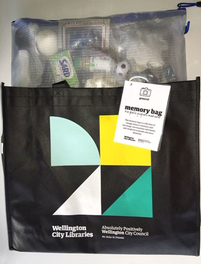 Memory bag, showing container pouch and tag
